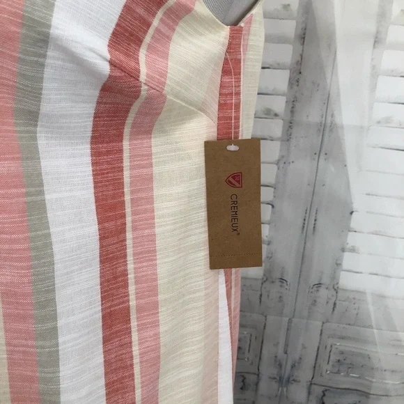 Cremieux Womens Size XS Pink White V Neck Striped Sleeveless Shift Dress Cotton - Picture 6 of 12